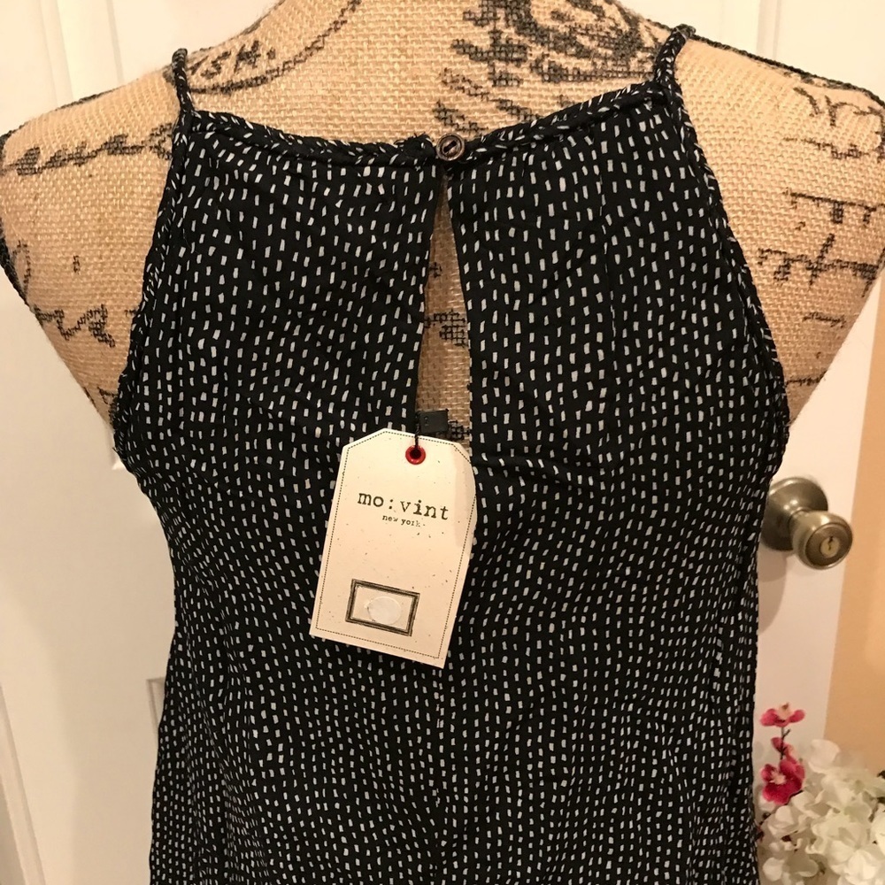 Mo:Vint Black and White Tank Dress with Beaded lining NWT - Picture 5 of 5